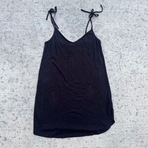 H&M Basic Black Tie Strap Camisole Mini Slip Dress Womens Medium V-Neck Jersey
